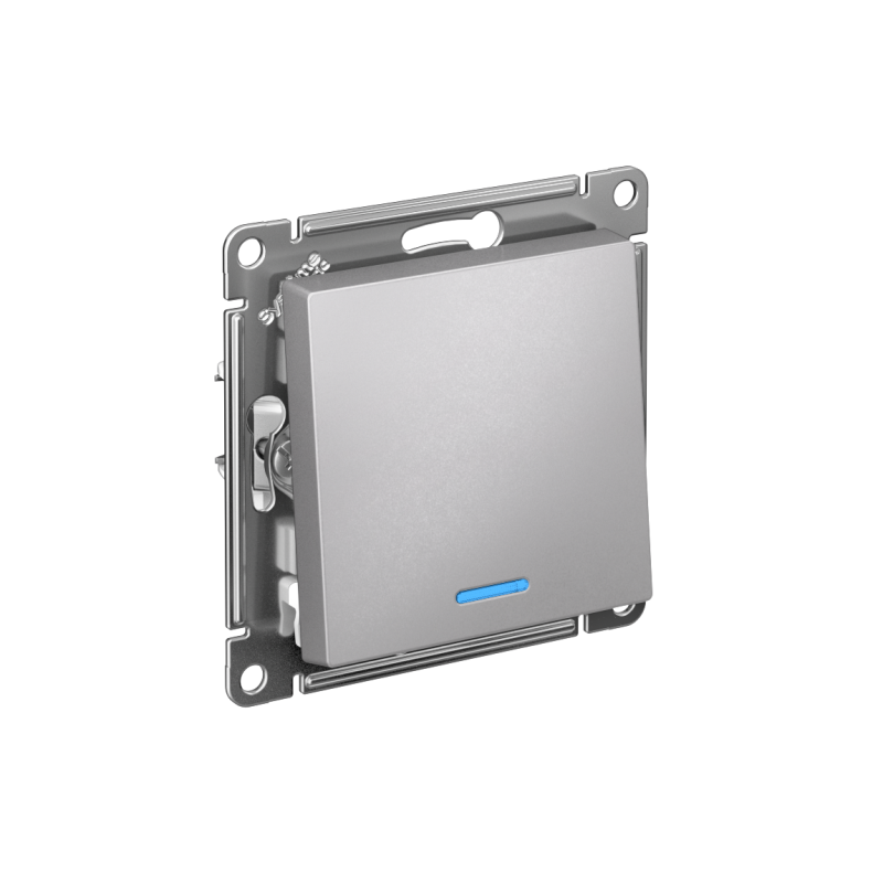 Выключатель 1-кл. AtlasDesign (сх. 1а) 10AX с подсветкой быстрозажим. клем. механизм алюм. SE ATN000313S