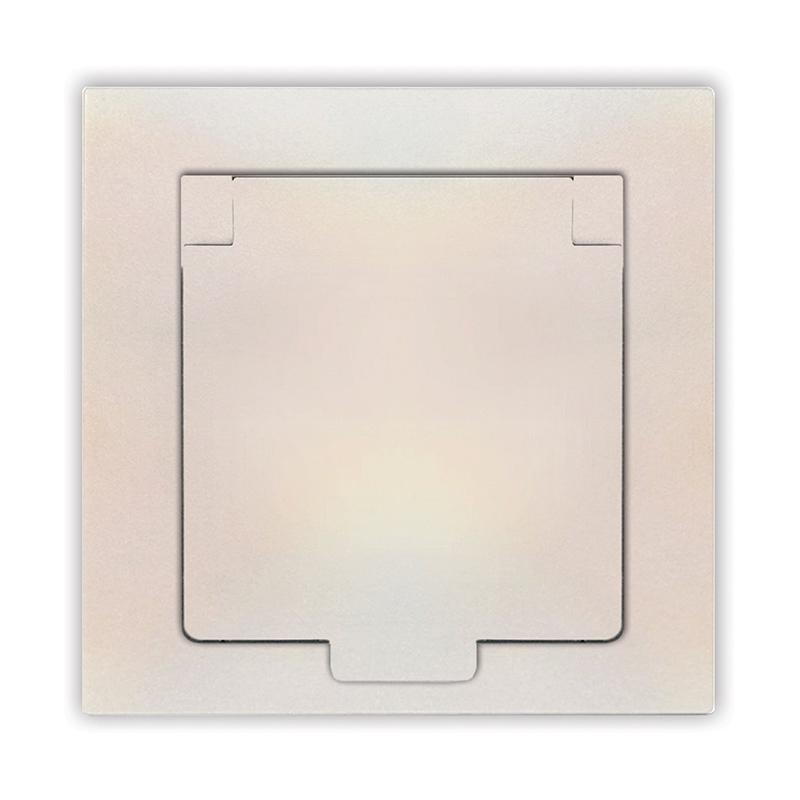 Розетка 1-м СП Афина 16А IP20 с заземл. с крышкой в сборе жемчуж. Universal A0029-OBr