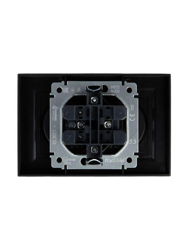 Розетка 2-м СП BRITE РСш12-2-БрГ 10А в сборе без заземл. защ. шторки графит IEK BR-R23-10-K53-F