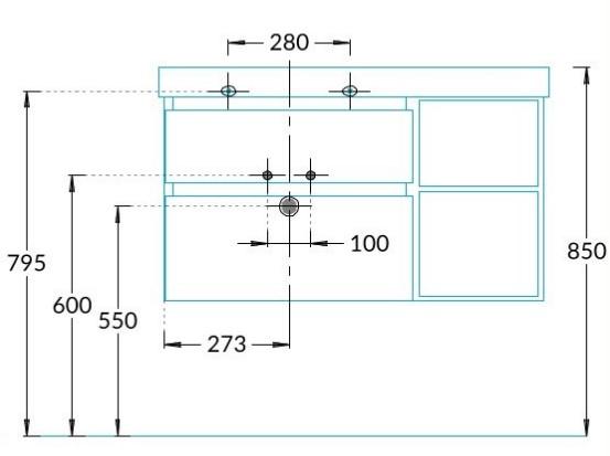 Тумба CUBO левая подвесная с ящиками 90, лимо матовая- структ.орех