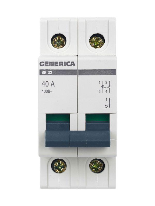 Выключатель нагрузки (мини-рубильник) 2п 40А ВН-32 GENERICA MNV15-2-040