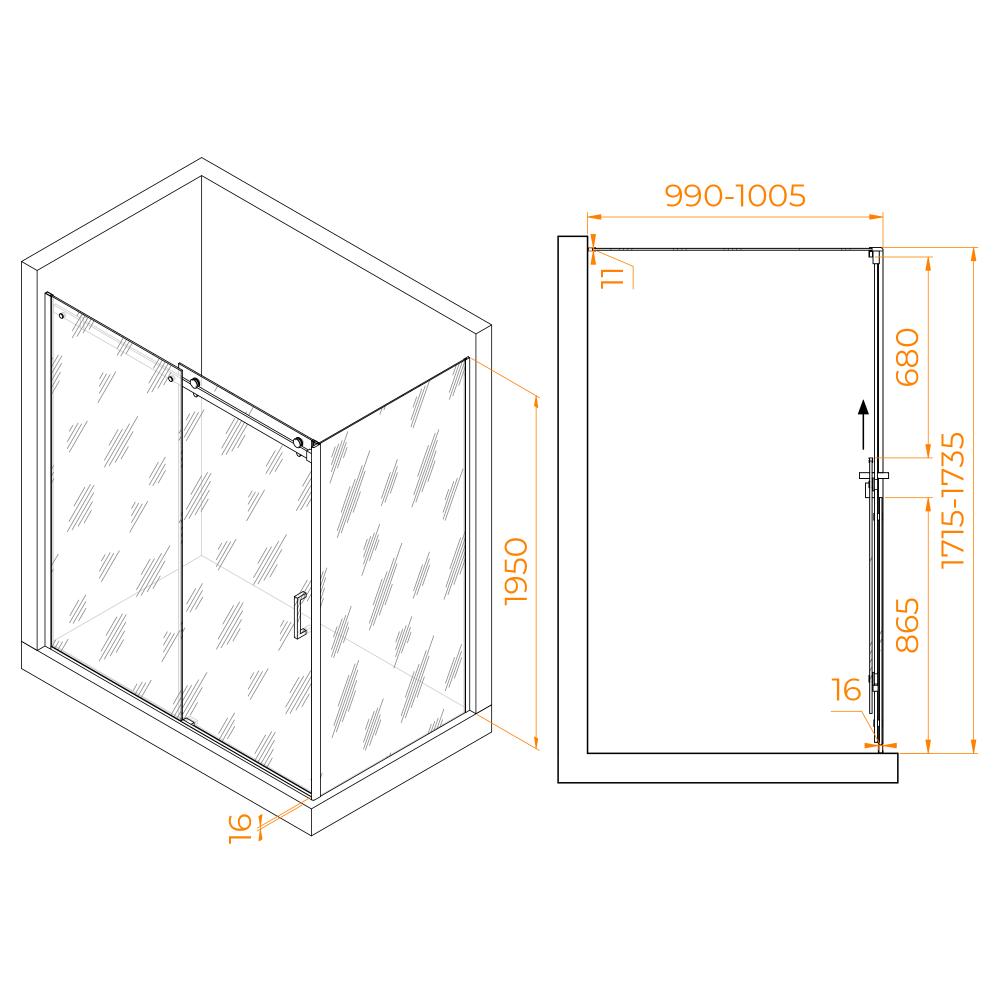 Душевой уголок RGW TO-44-1 (TO-14 + Z-060-2), 020744170-11