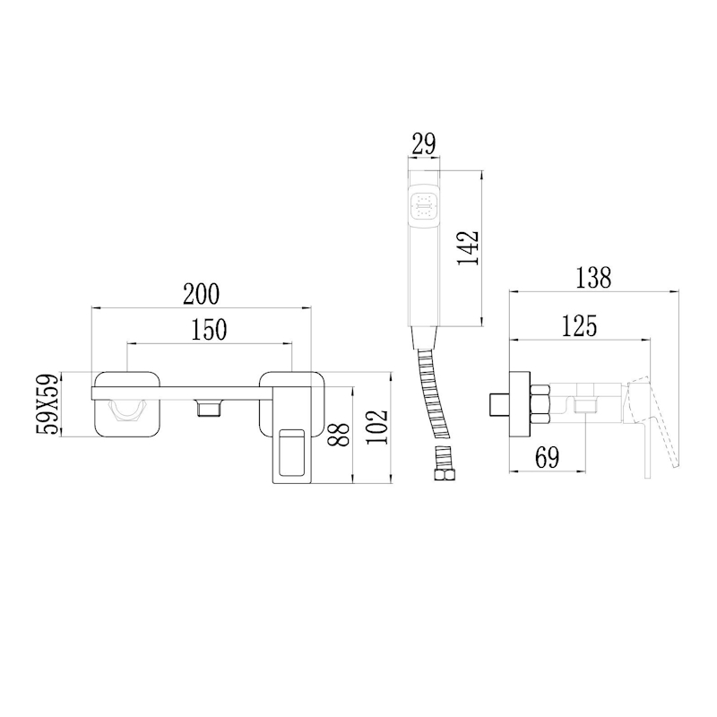Гигиенический душ со смесителем Savol S-FXQ013H, черный
