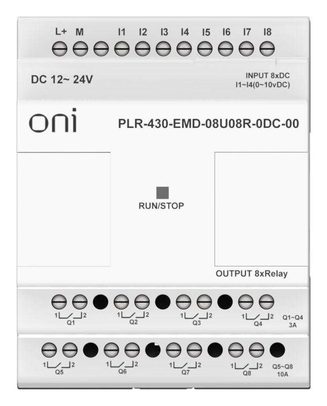 Модуль расширения входов выходов ПЛК 430 4 DI 4 UI (0-10В/DI) 8 RO 24В DC ONI PLR-430-EMD-08U08R-0DC-00