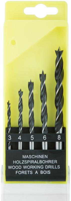 Набор сверл по дереву пластиковый бокс 5шт (3-4-5-6-8мм) FIT 36104