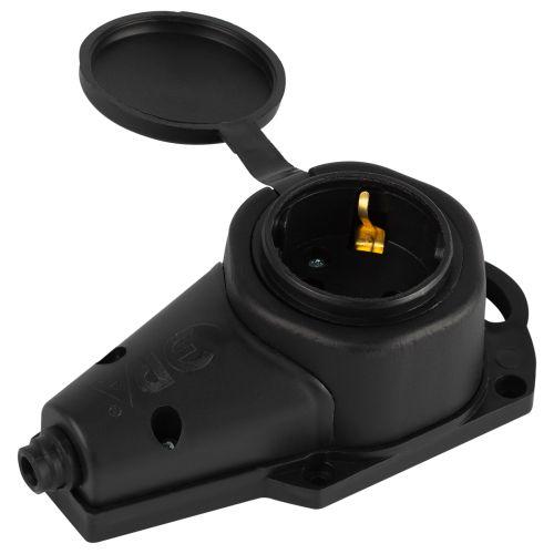 Колодка 1-м с заземл. 16A IP44 KX-1e-B-IP44 каучук. черн. Эра Б0068402