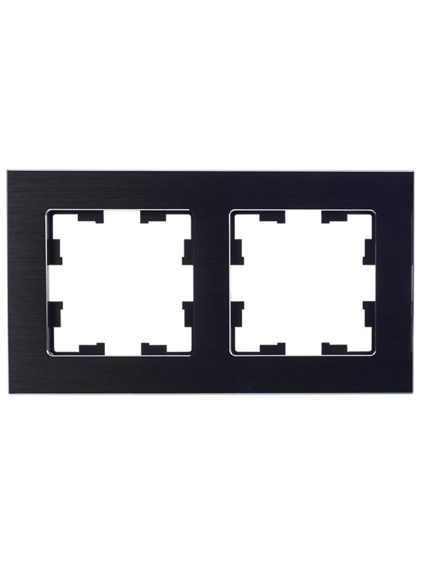 Рамка 2-м BRITE РУ-2-1-БрЧ металл черн. IEK BR-M22-M-K02