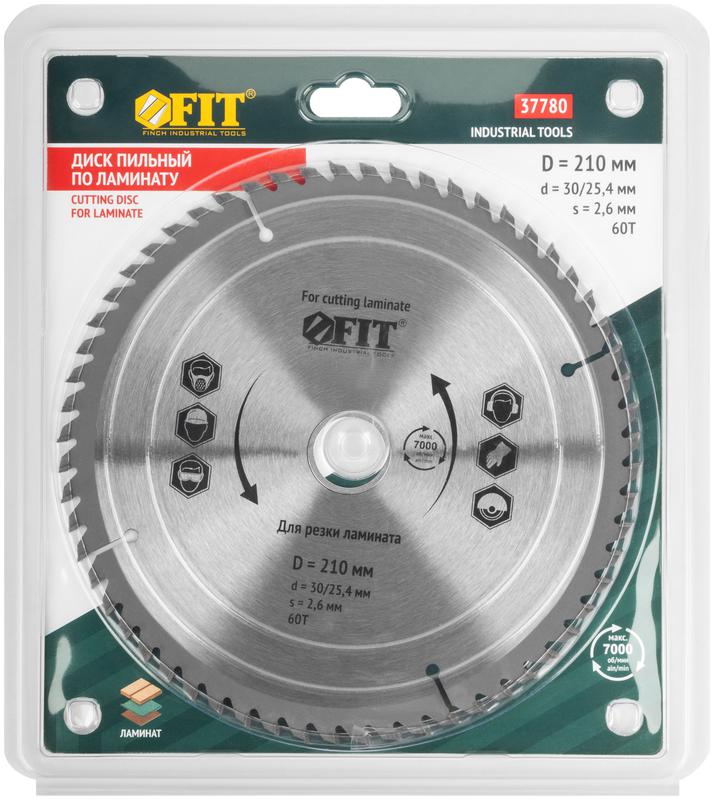 Диск пильный для циркулярных пил по ламинату 210х30/25.4х60T FIT 37780