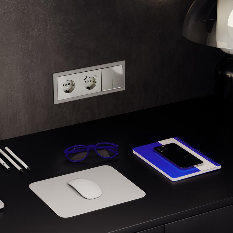 Переключатель проходной 2-кл. СП S70 10А с подсветкой механизм шелк Voltum VLS020404