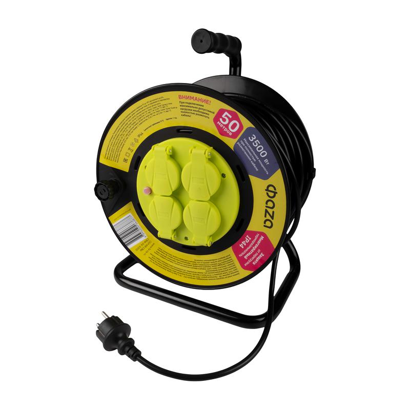Удлинитель на катушке 4х50м с заземл. IP44 CRW-04-5000 ФАZА 5063877