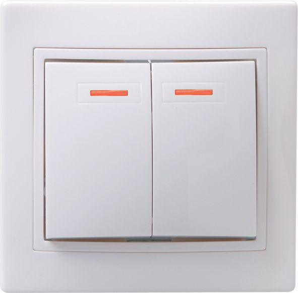 Выключатель 2-кл. СП Кварта 10А IP20 ВС10-2-1-КБ с индикацией бел. GENERICA EVK21-K01-10-DM