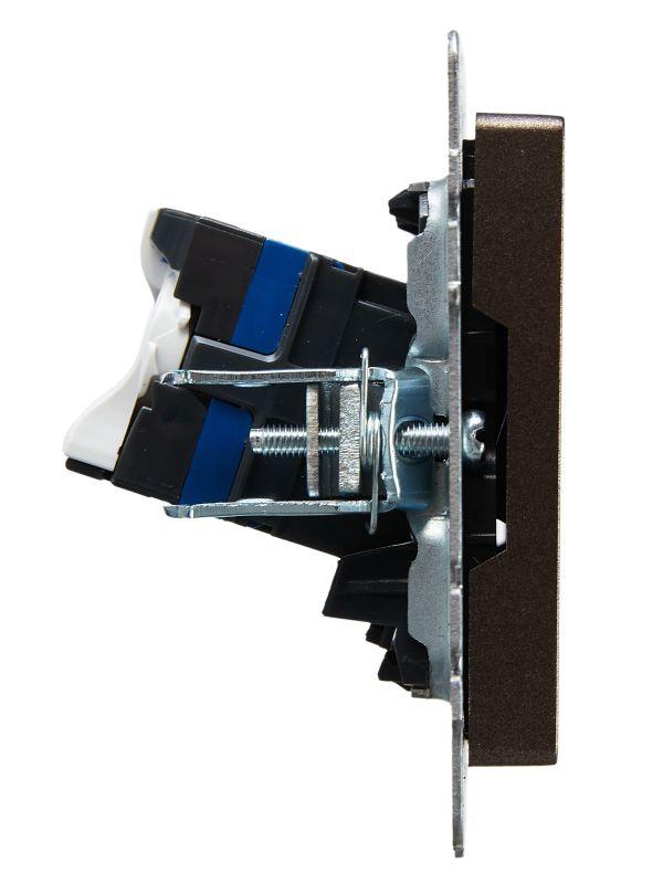 Розетка компьютерная двойн. СП RJ45 кат.6 BRITE РК11-2-БрТБ механизм бронза IEK BR-K20-2-K45