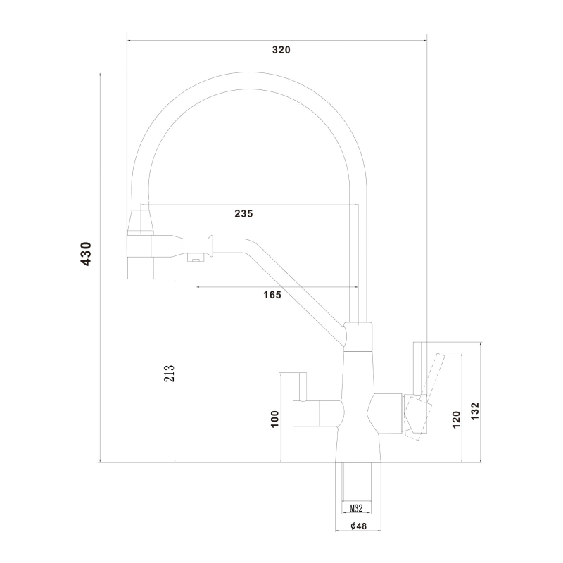 Смеситель для кухни с подключением к фильтру Fmark FS1162-H01, черный