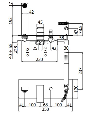 Смеситель для ванны Paffoni ELLE EL001NO встраиваемый на 2 выхода Черный матовый