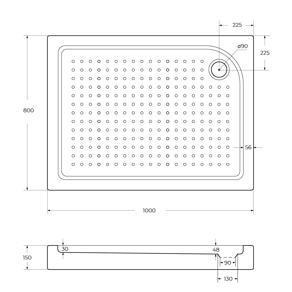 Акриловый поддон BelBagno TRAY-BB-AH-100/80-15-W-R