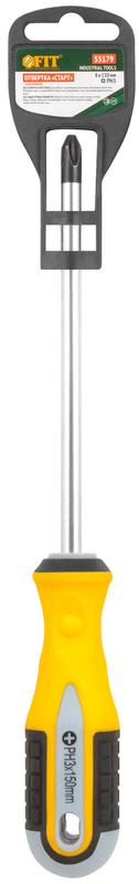 Отвертка "Старт" CrV сталь прорезиненная ручка 8х150мм РН3 FIT 55179