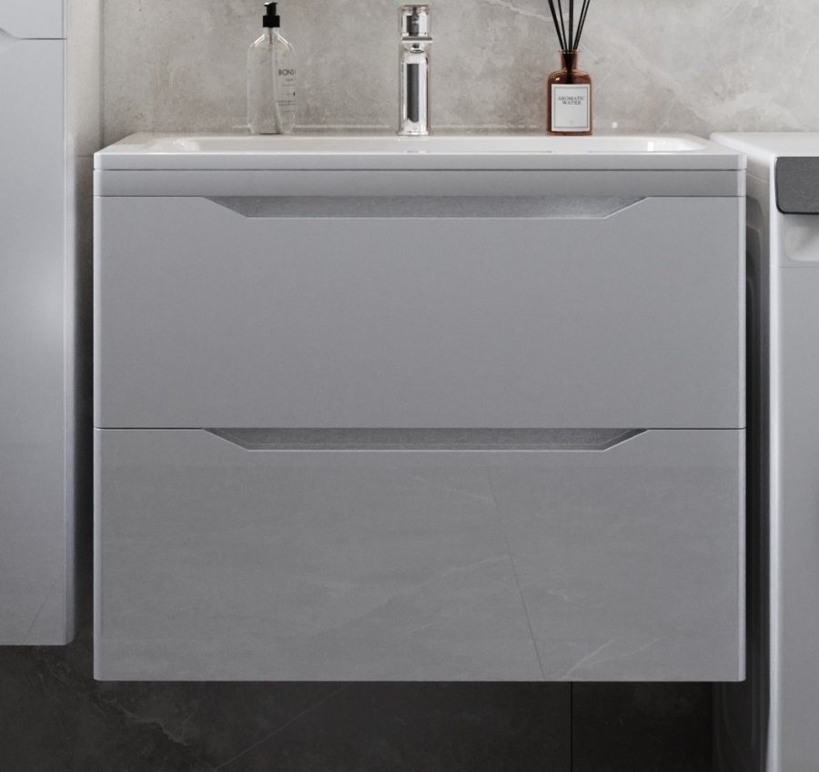 Тумба подвесная "Марелла 70" (2 ящ.) Люкс антискрейтч белый глянец, PLUS