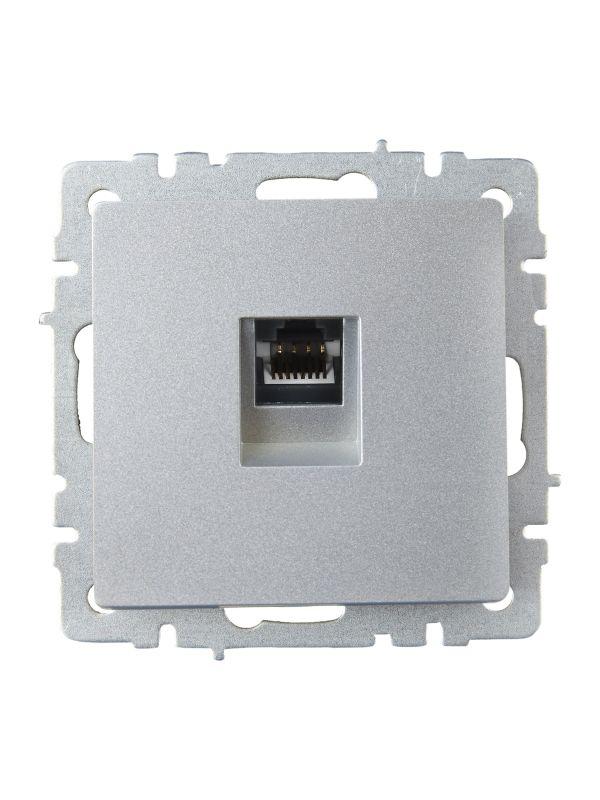 Розетка компьютерная СП RJ45 кат.6 BRITE РК11-БрА механизм алюм. IEK BR-K10-2-K47