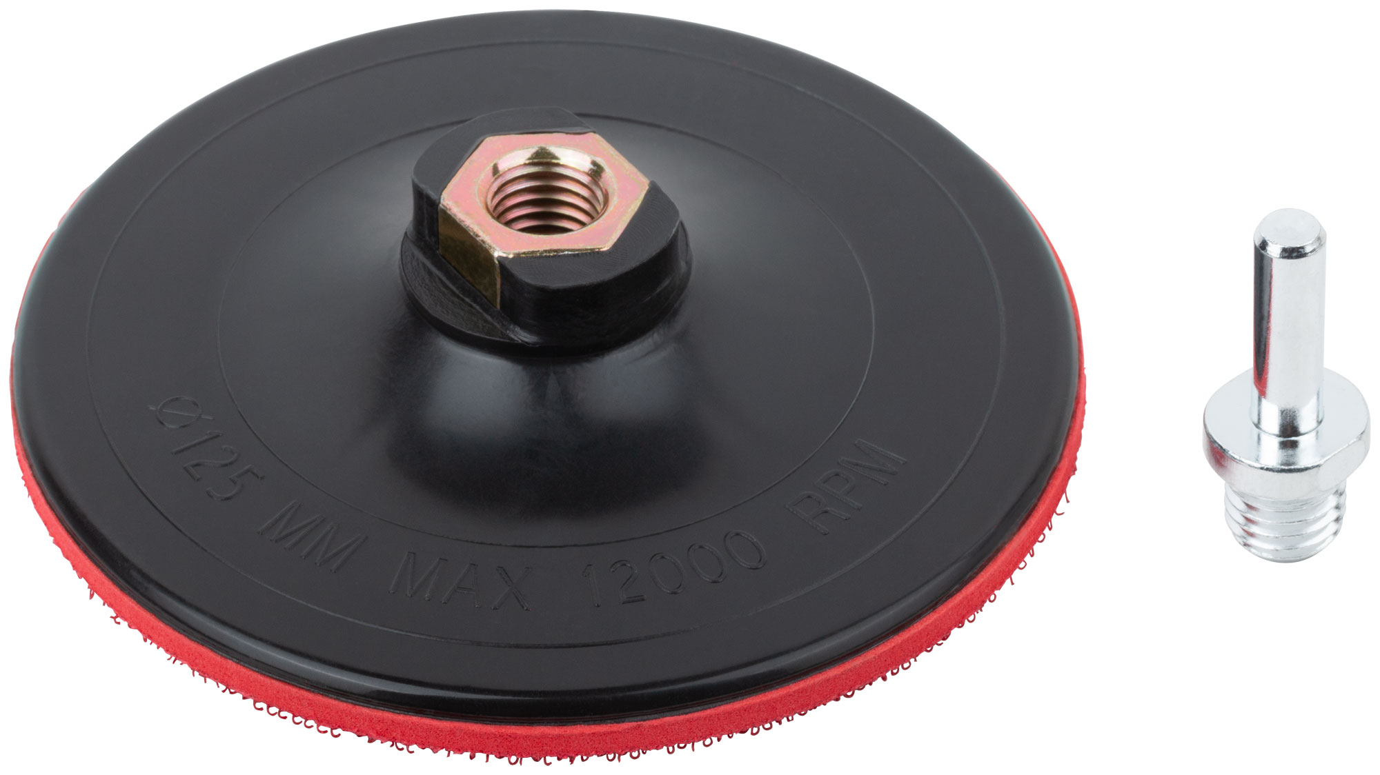 Диск шлифовальный с липучкой, гайка М14 + переходник для дрели, 125х3 мм