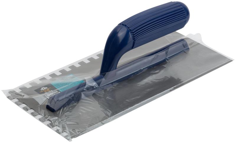 Гладилка стальная пластиковая ручка 280х130мм зубчатая зуб 8х8мм MOS 05118М