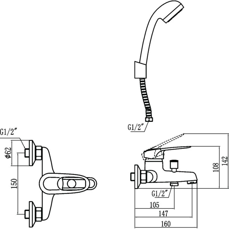 Смеситель для ванны Fmark FM3204, хром
