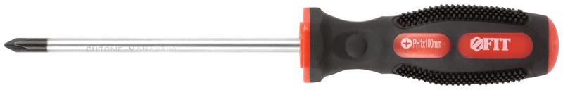 Отвертка "Универсал" CrV сталь прорезинен. ручка Профи 5х100мм РН1 FIT 55106