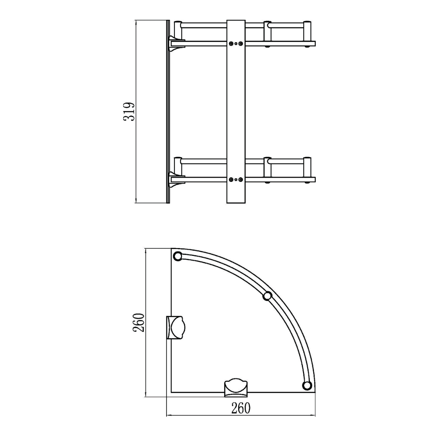 Полка угловая стеклянная Savol S-003021, хром