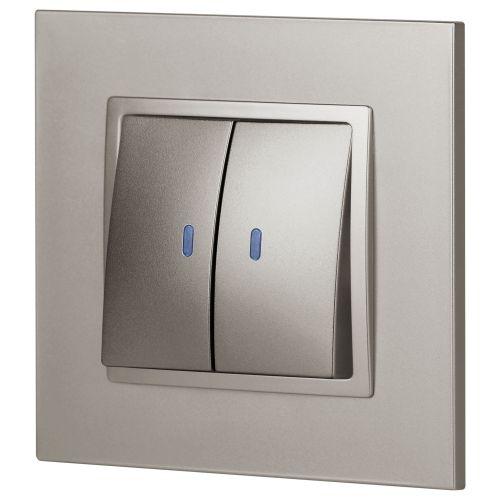 Выключатель 2-кл. Elegance 14-1105-16 250В 10АХ с подсветкой титан Эра Б0065789