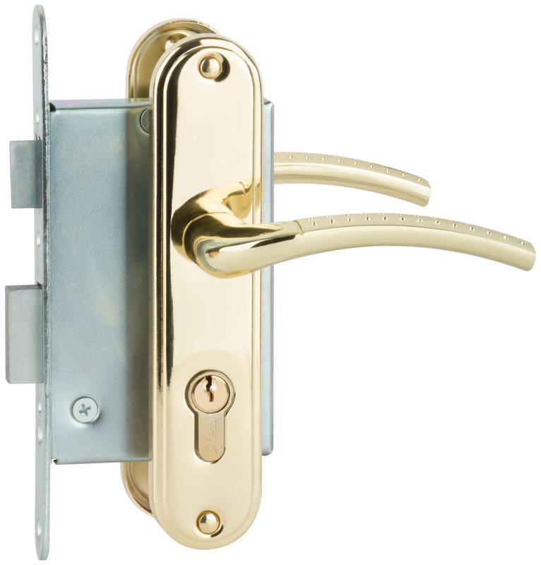 Замок врезной с ручками "Стандарт" ЗВ4-7.03С зол. 66999