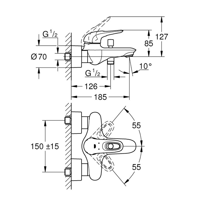 Смеситель Grohe Eurostyle New 33591LS3 для ванны