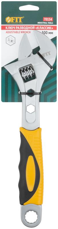 Ключ разводной "Классик" шкала увелич. захват прорезин. ручка 300мм 42мм FIT 70154