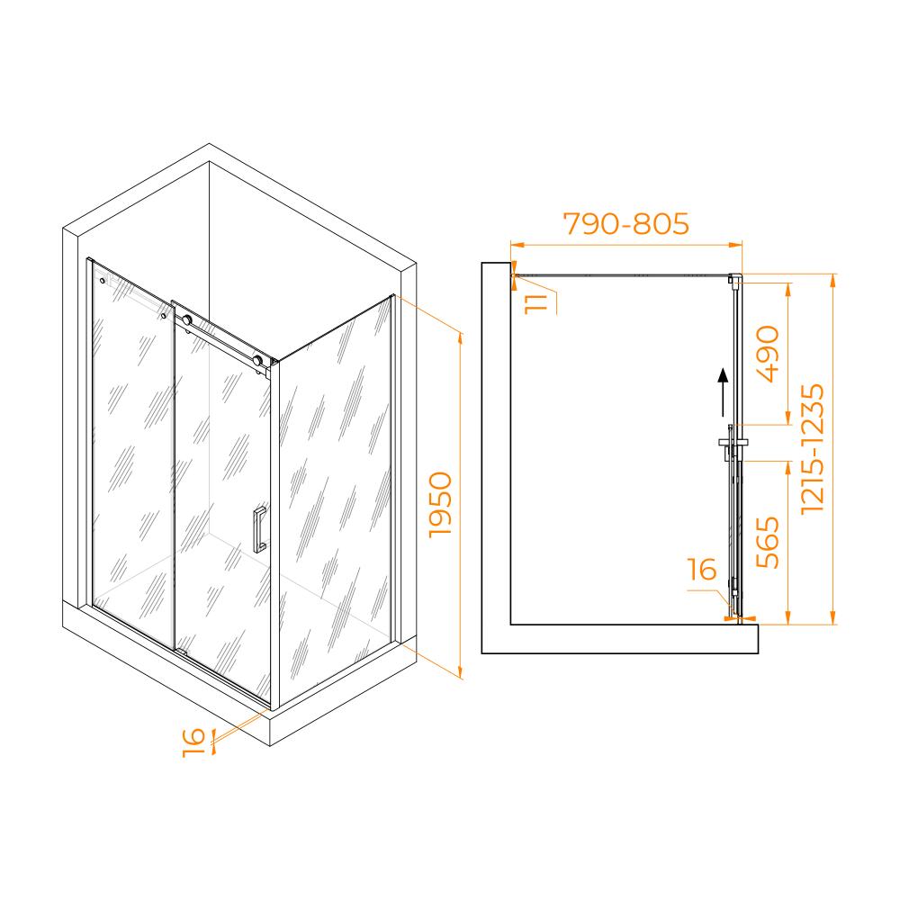 Душевой уголок RGW TO-44-1B (TO-14B + Z-060-2B), 020744128-14