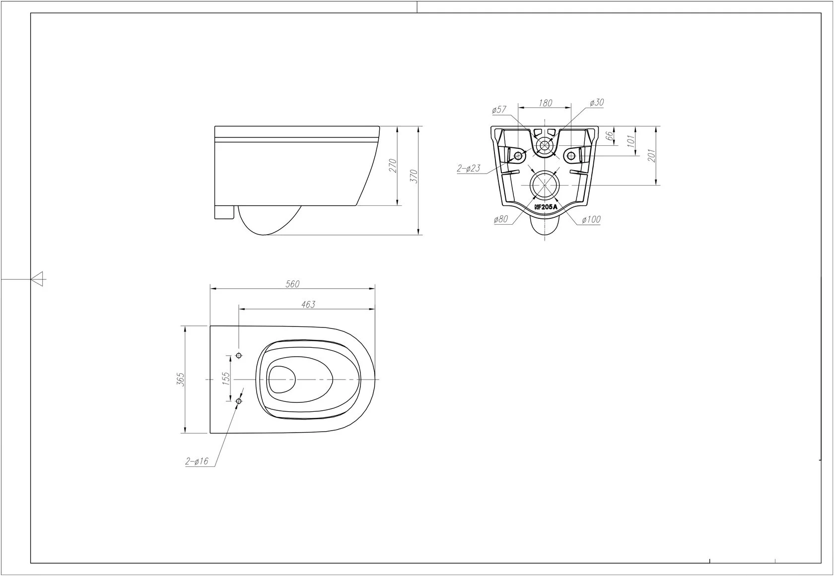 Унитаз подвесной ARROW AHB2105H, безободковый, белый