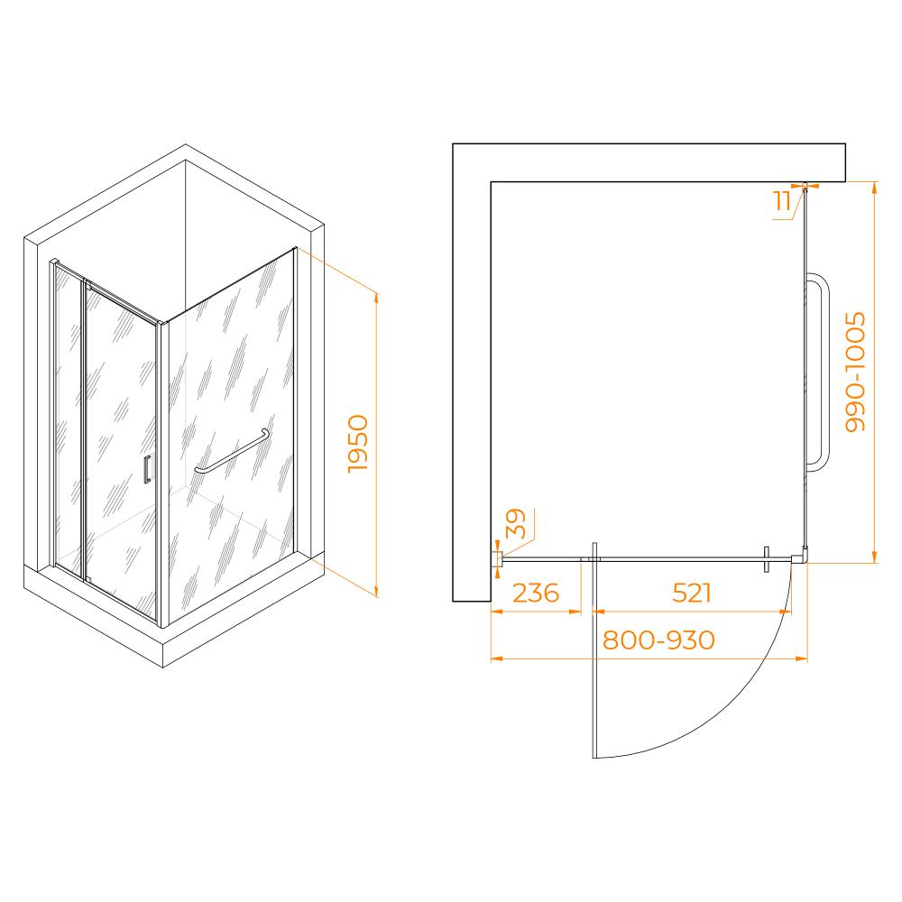 Душевой уголок RGW PA-078-1 (RGW PA-008 + Z-060-2), 3508078180-11