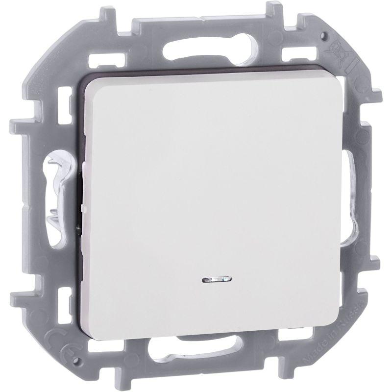 Переключатель 1-кл. Inspiria 10А IP20 250В 10AX с подсветкой/индикацией механизм бел. IEK 673660