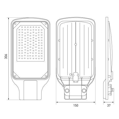 Светильник светодиодный SPP-504-0-50K-070 70Вт 5000К IP65 7000лм КСС Д DOB SMD 48мм уличный черн. Эра Б0062696