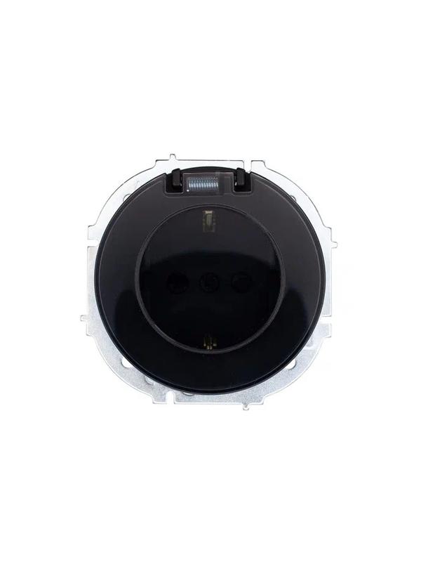 Розетка 1-м СП OSEN IP44 с заземл. с крышкой ПБТ механизм черн. бархат LEZARD 743-4288-123BIPCH