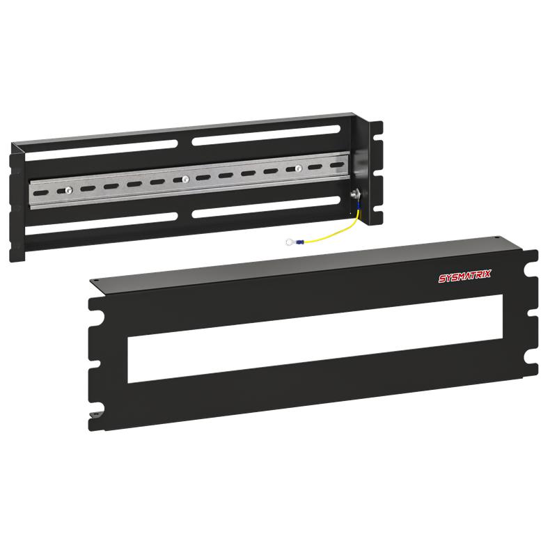 Корпус-панель с DIN-рейкой 19дюйм 3U 22 места RAL 9005 черн. SYSMATRIX DP 0003.900