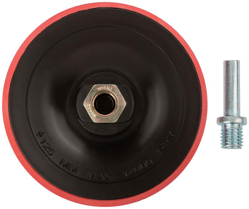 Диск шлифовальный 125х10мм с липучкой гайка М14 + переходник для дрели КУРС 39619