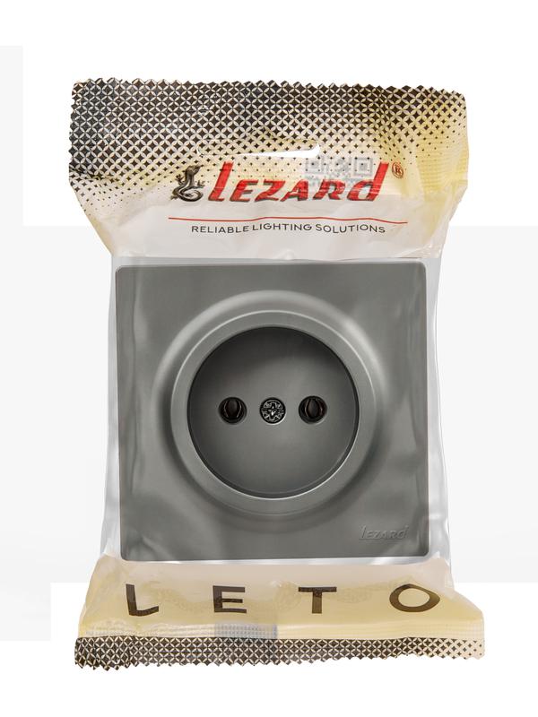 Розетка 1-м ОП LETO без заземл. ПБТ платина LEZARD 752-3500-121B