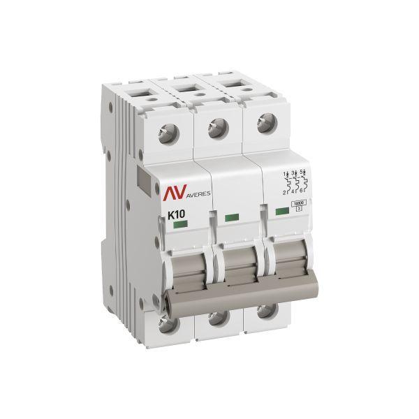 Выключатель автоматический модульный 3п K 10А 10кА AV-10 AVERES EKF mcb10-3-10K-av