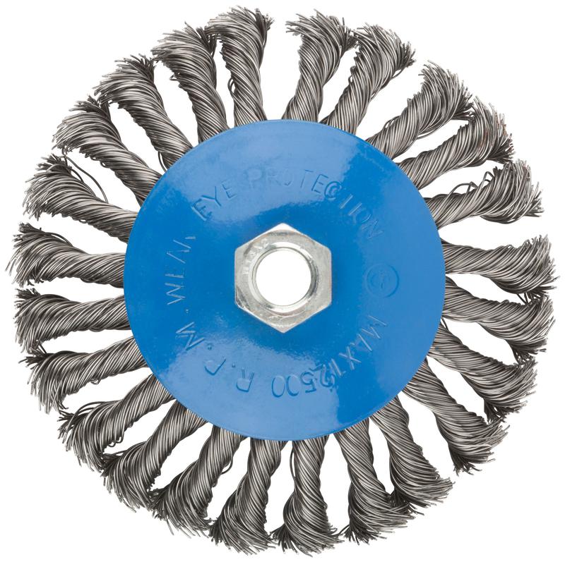 Корщетка тип "колесо" с наклоном гайка М14 стальная витая проволока 125мм MOS 38938М