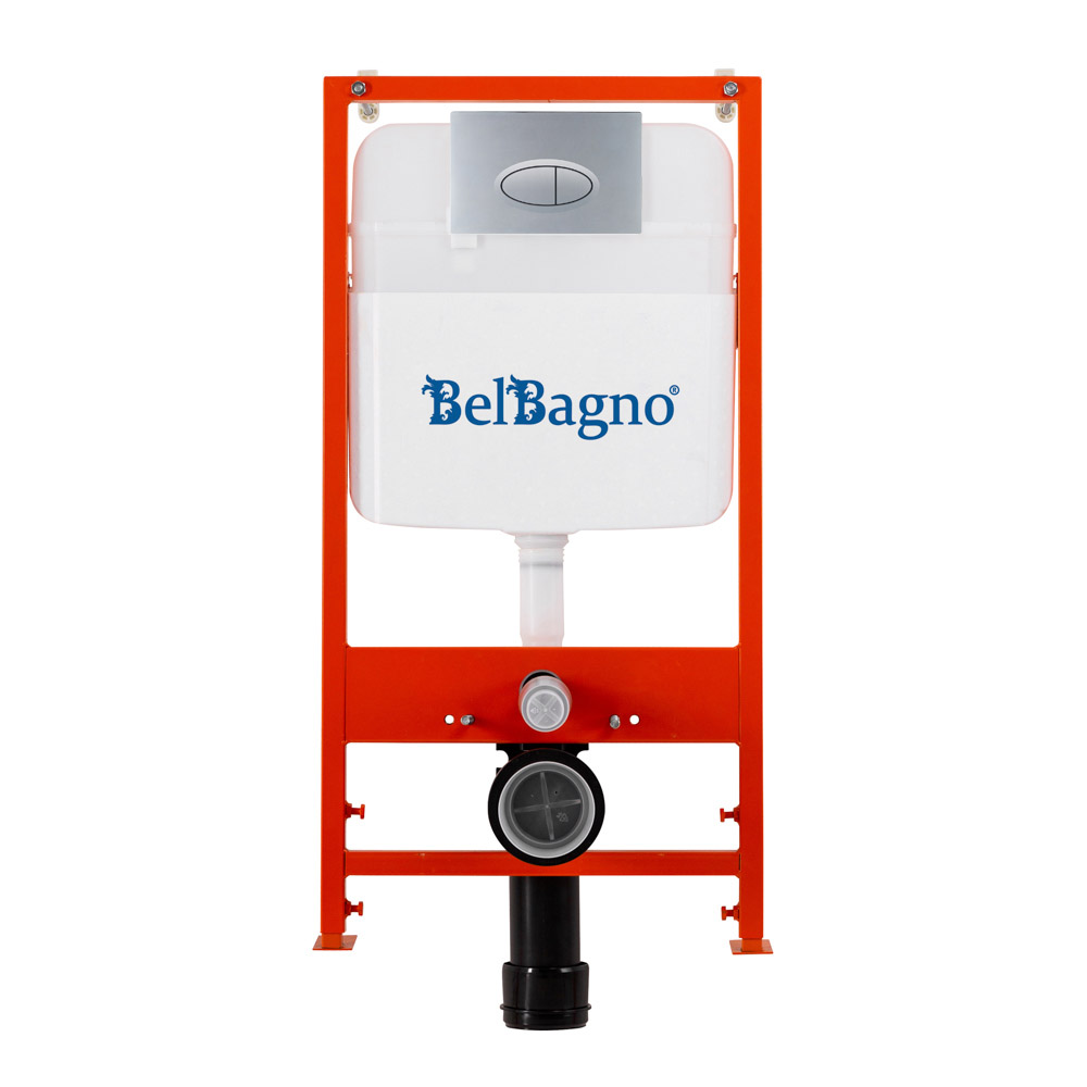 Комплект 2 в 1 Система инсталляции для унитазов BelBagno BB026 с кнопкой смыва BB050CR.MAT