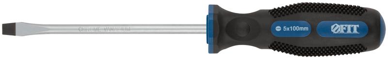 Отвертка "Универсал" CrV сталь прорезиненная ручка профи 5х100мм SL FIT 55136