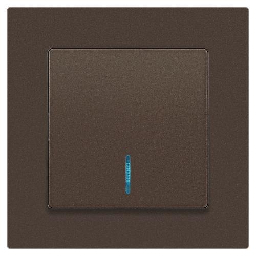 Выключатель 1-кл. СП Accent 6-102-08 10А IP20 250В с подсветкой AL/CU бронза Intro Б0063463