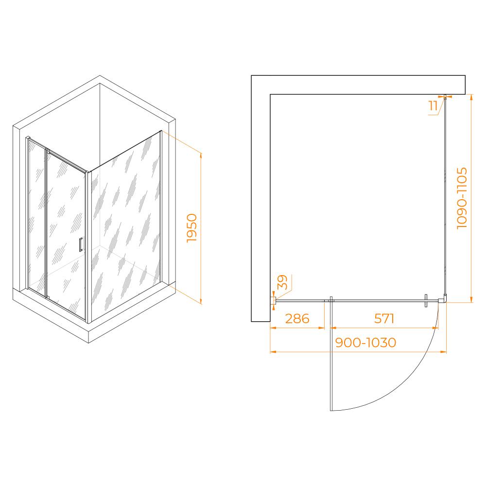 Душевой уголок RGW PA-078B (RGW PA-008B + Z-050-2B), 350807891-14