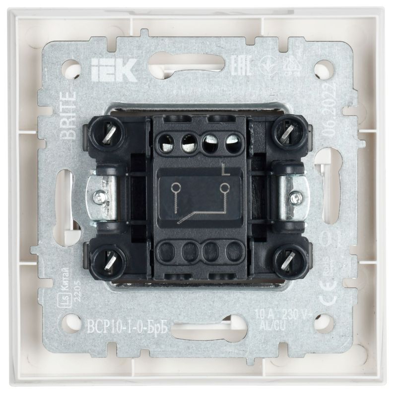 Выключатель 1-кл. СП BRITE ВСР10-1-0-БрБ 10А в сборе бел. IEK BR-V10-0-10-K01-F