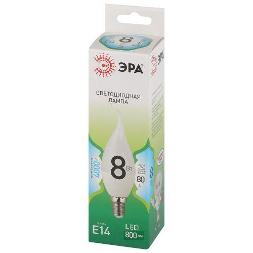 Лампа светодиодная GREEN LINE BXS-8W-840-E14 GL 8Вт свеча на ветру 4000К яркий свет бел. E14 Эра Б0067114