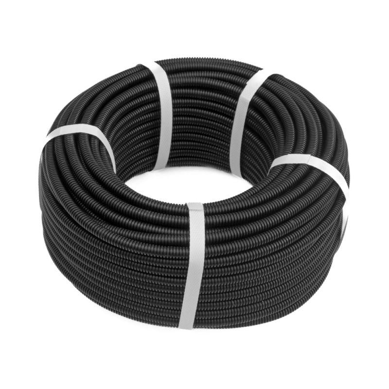 Труба гофрированная ПА d20мм с протяжкой безгалоген. (HF) стойкая к УФ черн. (уп.50м) Промрукав PR02.01208