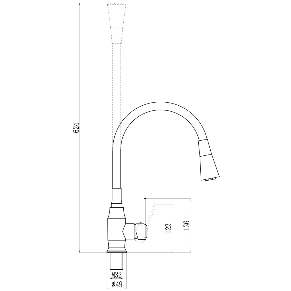Смеситель для кухни Savol S-2805AM02, хром